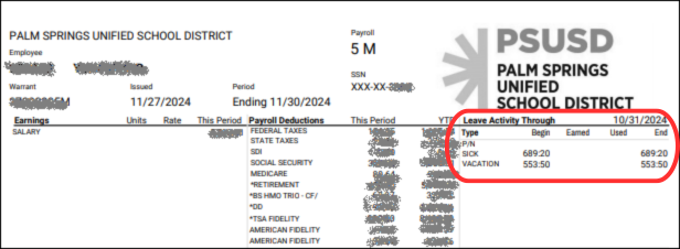 Sick Leave Balance on Paystub